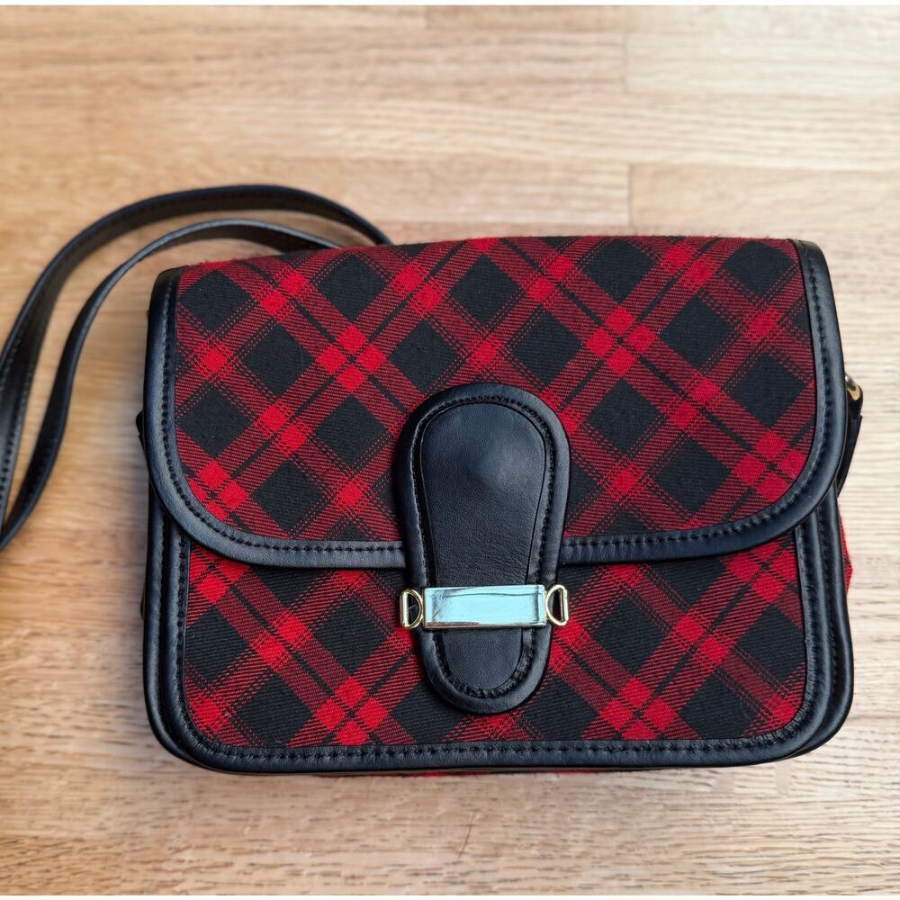Talbots Red Plaid Tartan Crossbody Bag Coquette Preppy Chic Academia Clueless
